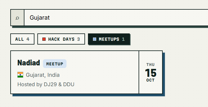 Hacktoberfest Meetup Nadiad listed on the official Hacktoberfest Find a Fest page