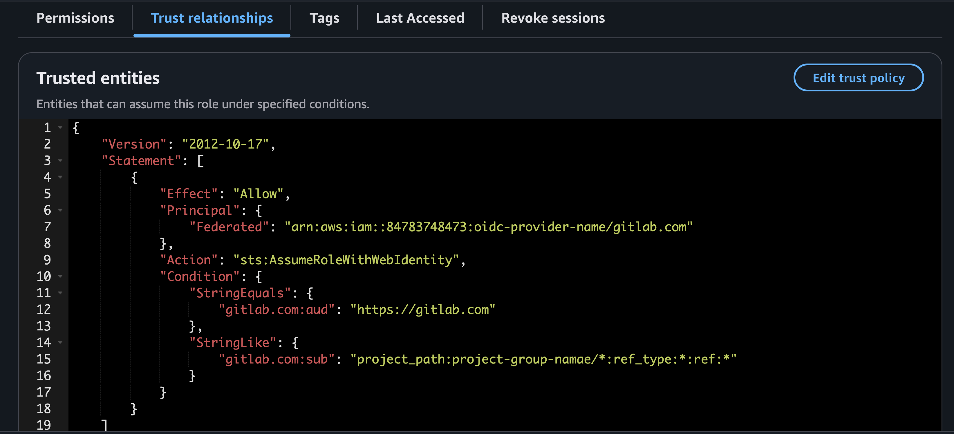 Restrict role assumption to specific repositories, branches, or environments for least-privilege access.