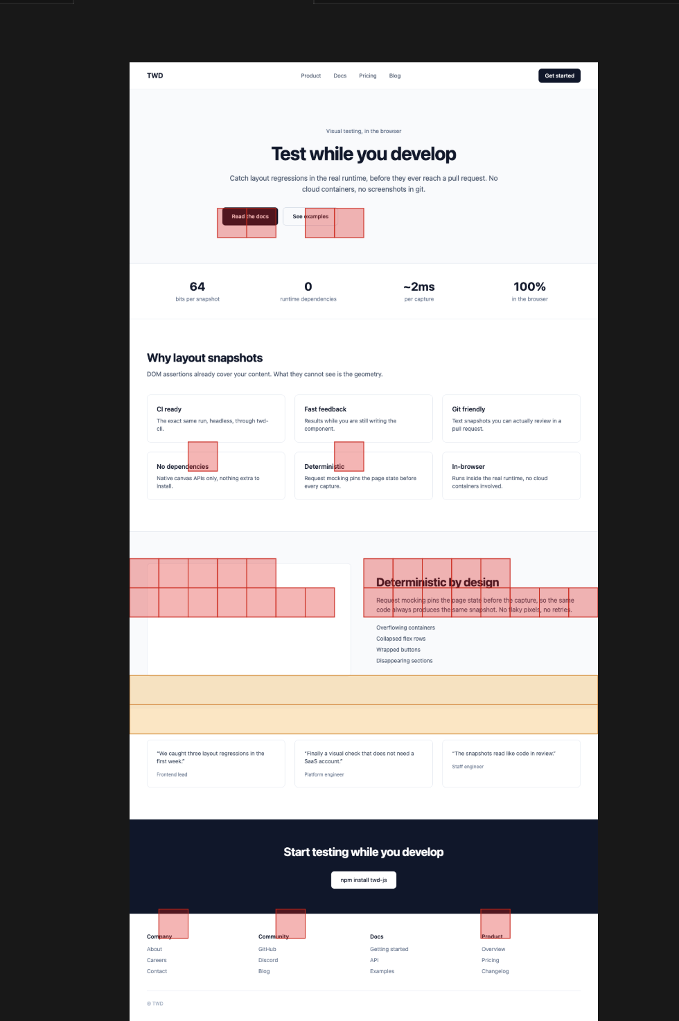 A landing page with the regions that moved boxed in red and orange