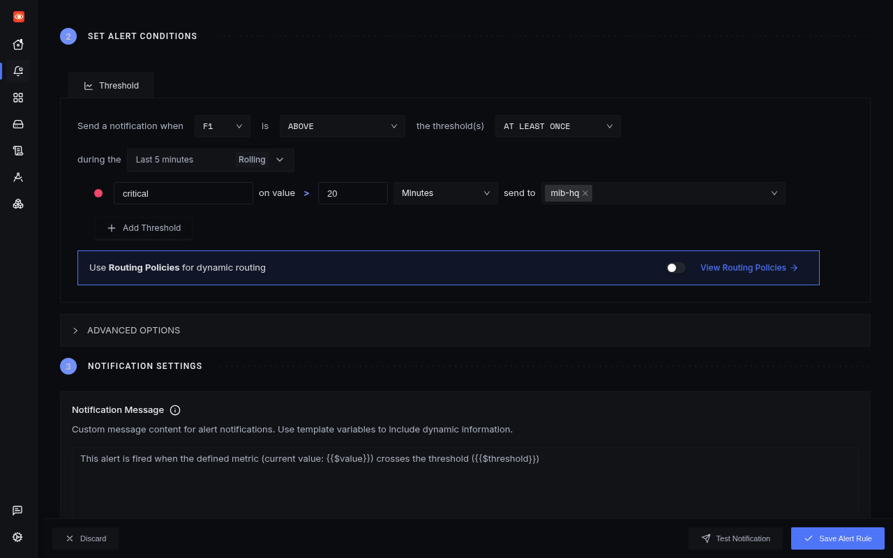 Alert rule and webhook channel configuration