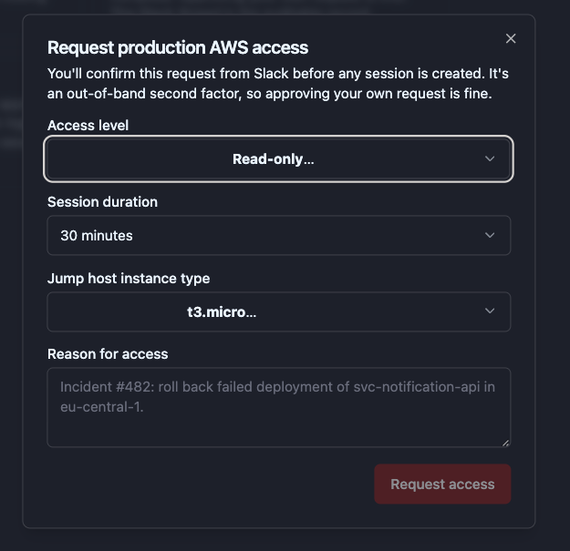access request dialog