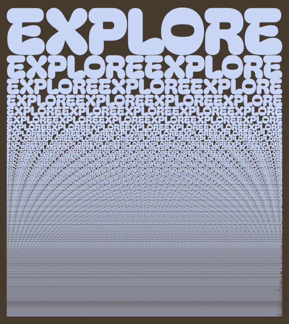 多次重複「Explore」字樣的排版插圖