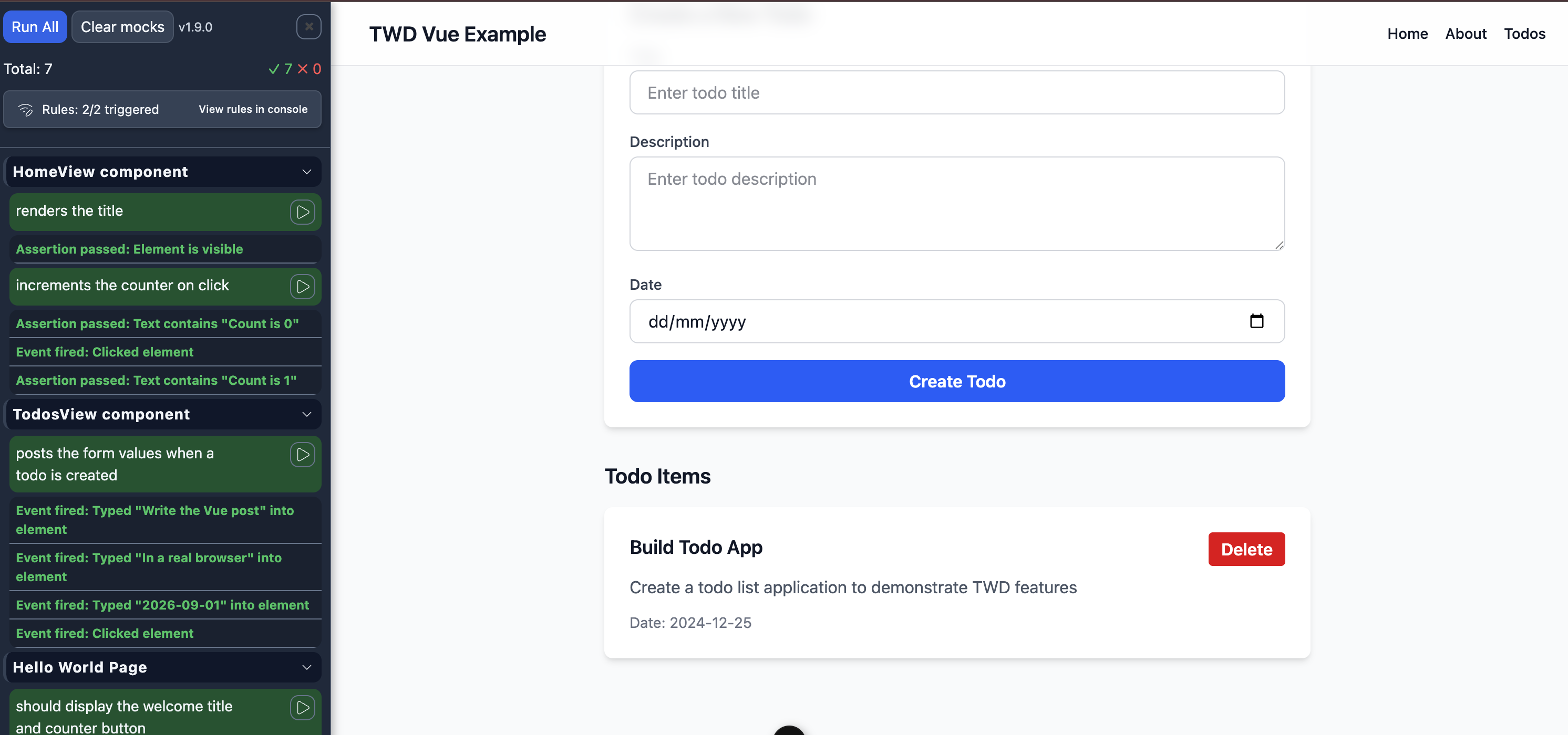 twd testing component execution
