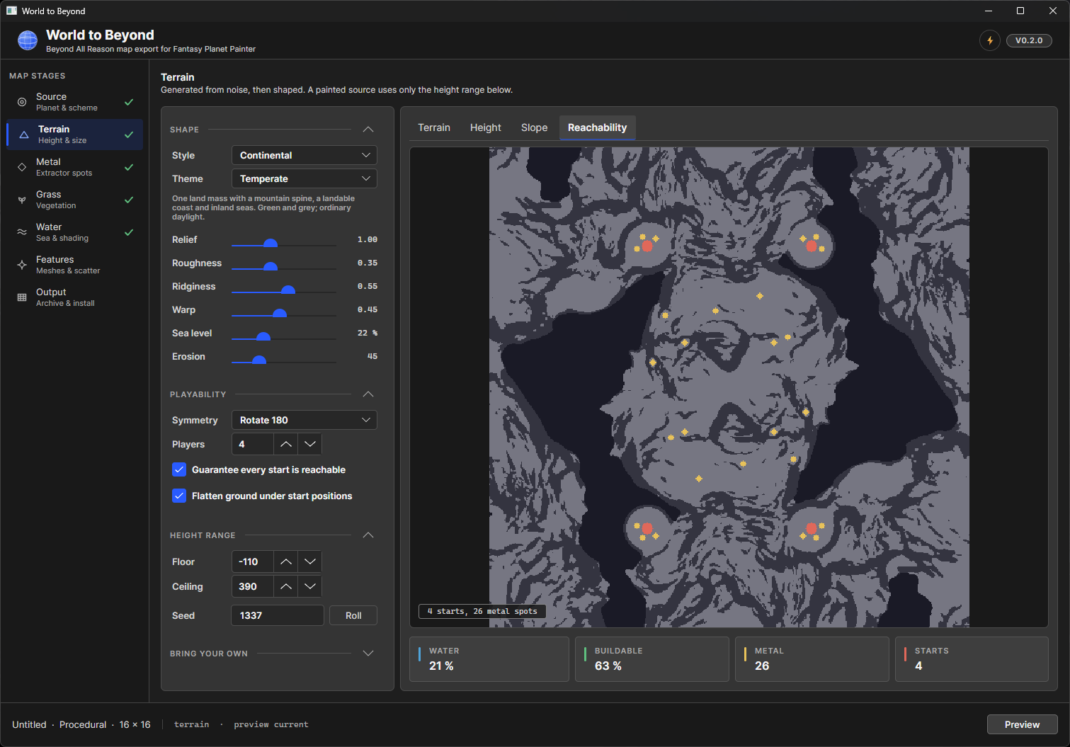 Methodox Fantasy Planet Painter World to Beyond Plugin for BAR Map Making - Reachability