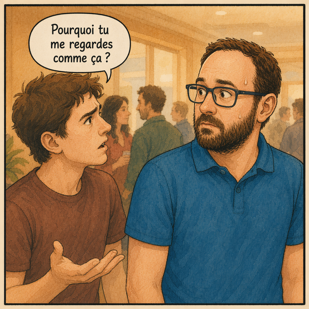 Un jeune homme interpelle Raphaël.
