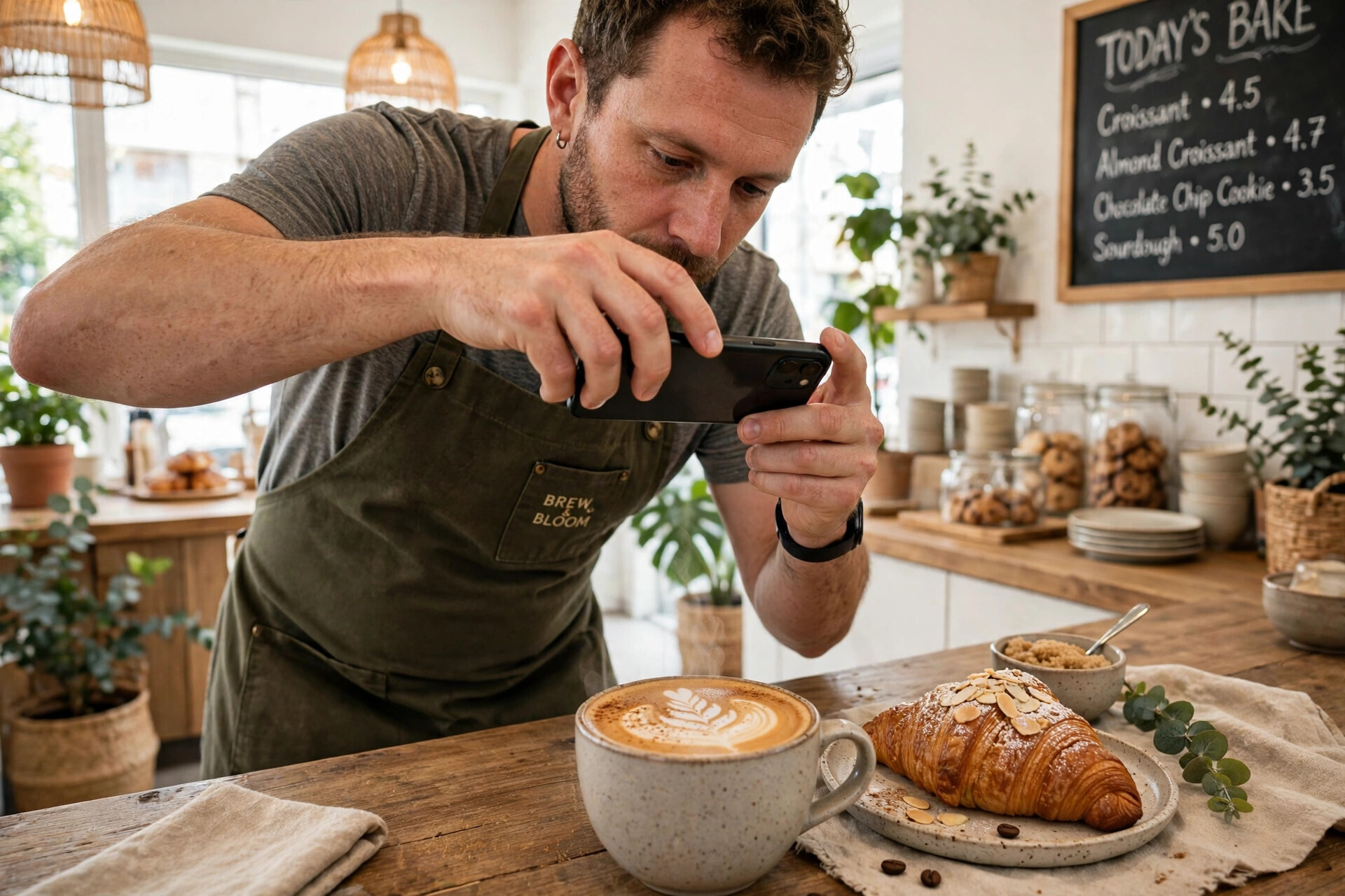 Coffee shop regulars sharing photos on social media