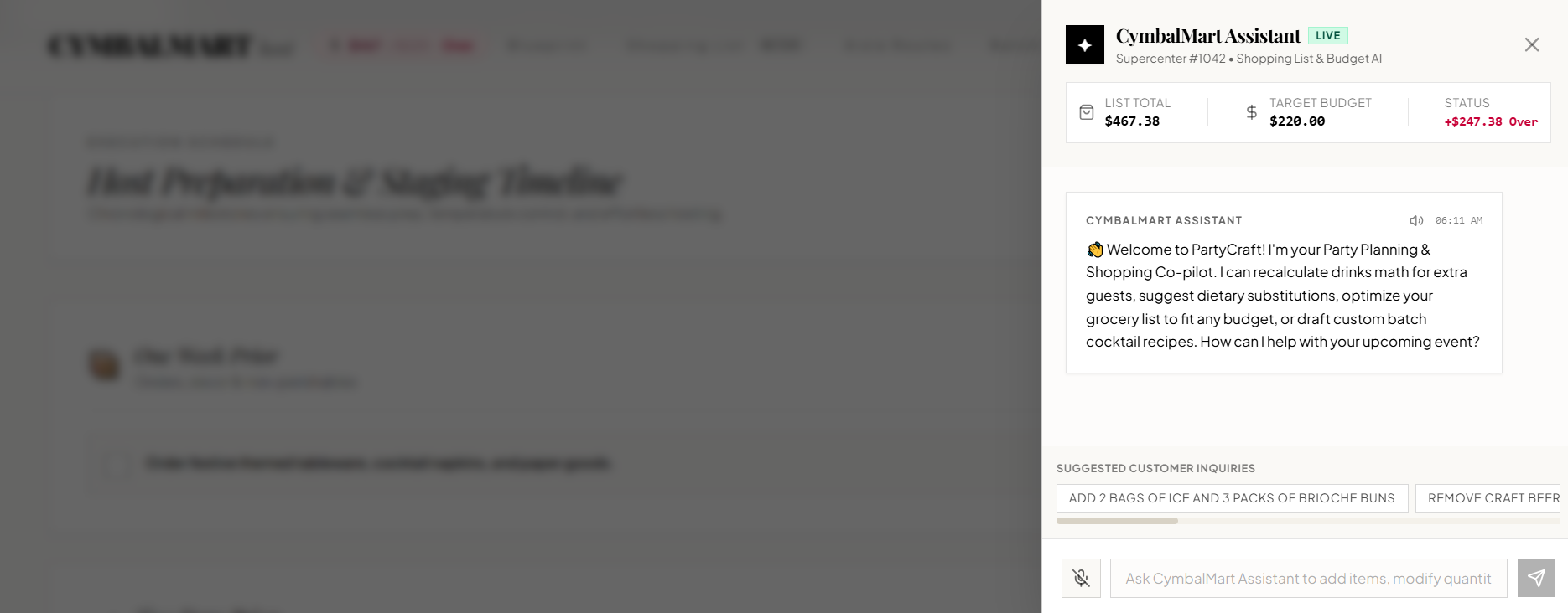 CymbalMart Shopping Agent Dashboard