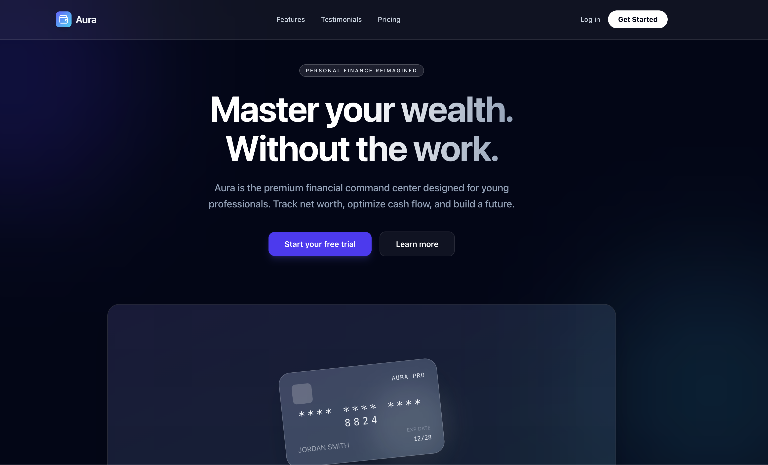AI-generated finance landing page created with Google AI Studio using the same generic prompt
