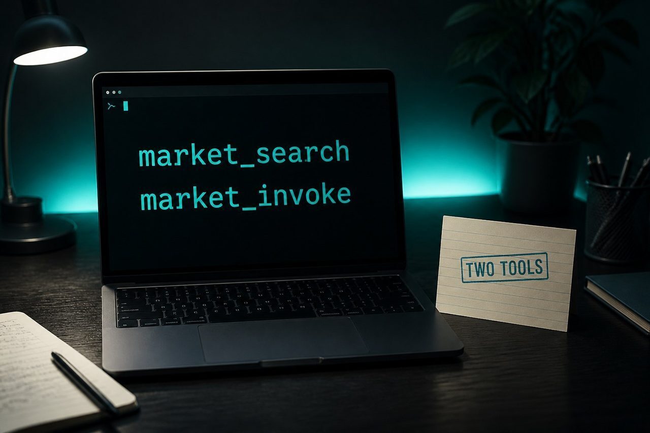 Terminal showing market_search and market_invoke