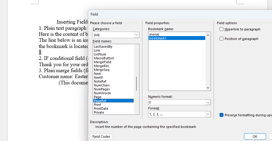 Create Fields in Word Using Python