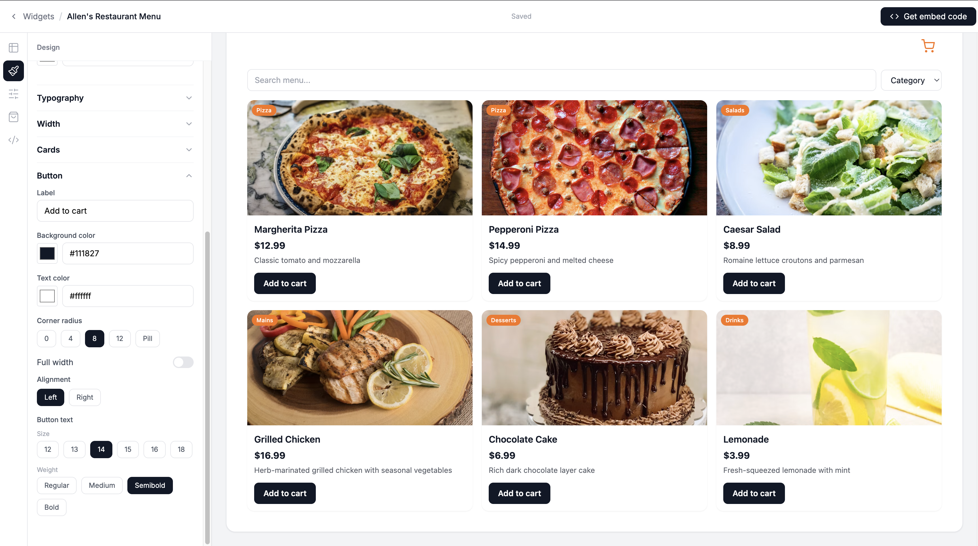 Third Screenshot of the Design tab with the color picker and design options visible
