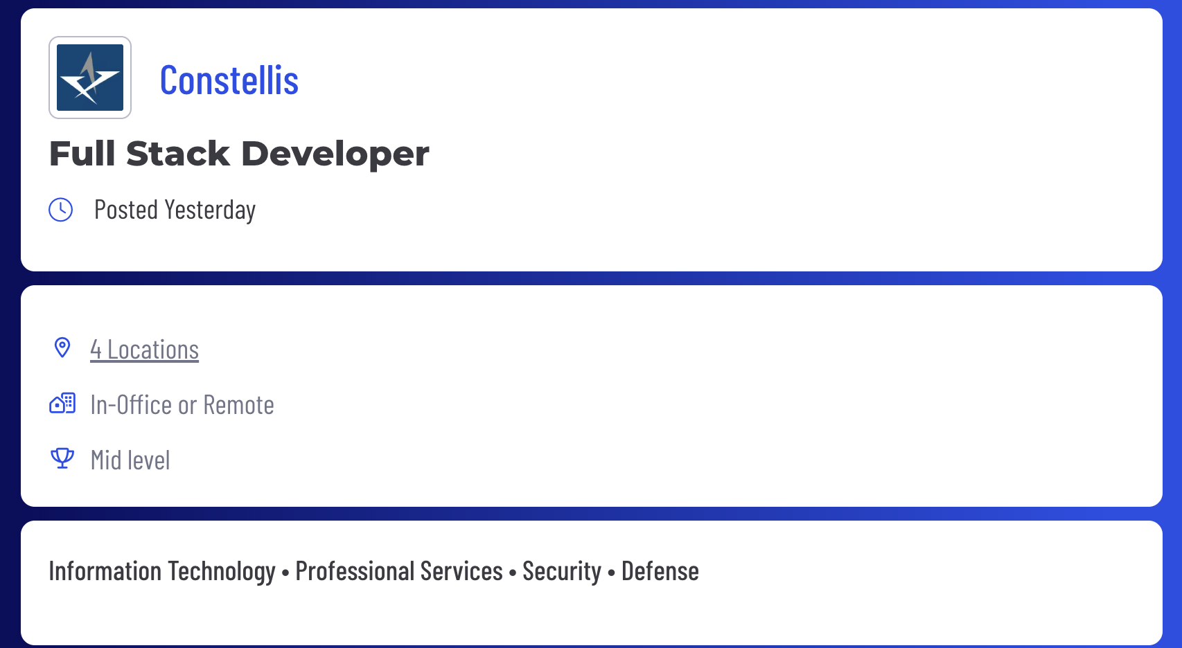 Constellis is hiring a full stack dev