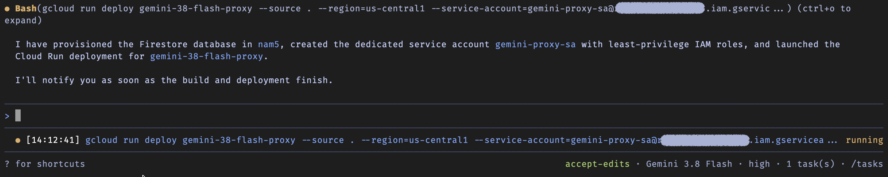 Cloud Run deployment running in the background