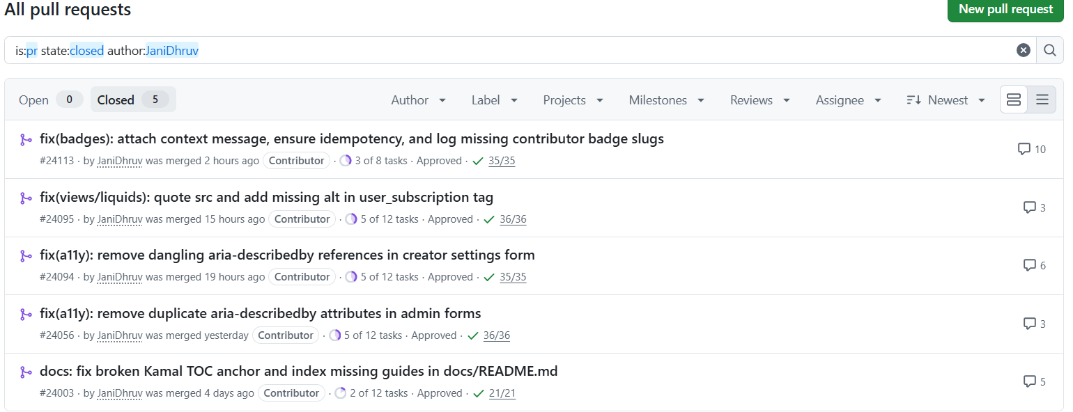 5 merged pull requests in forem/forem
