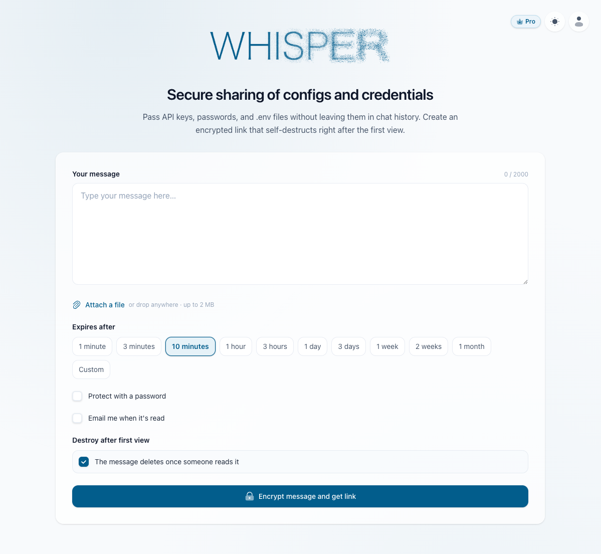 Whisper form