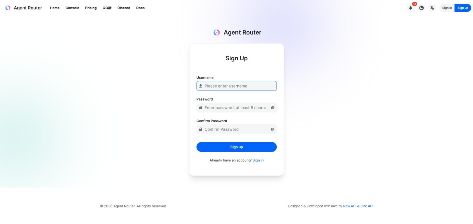sign up