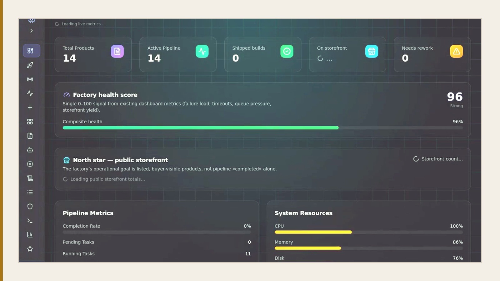 Factory live HUD — EN