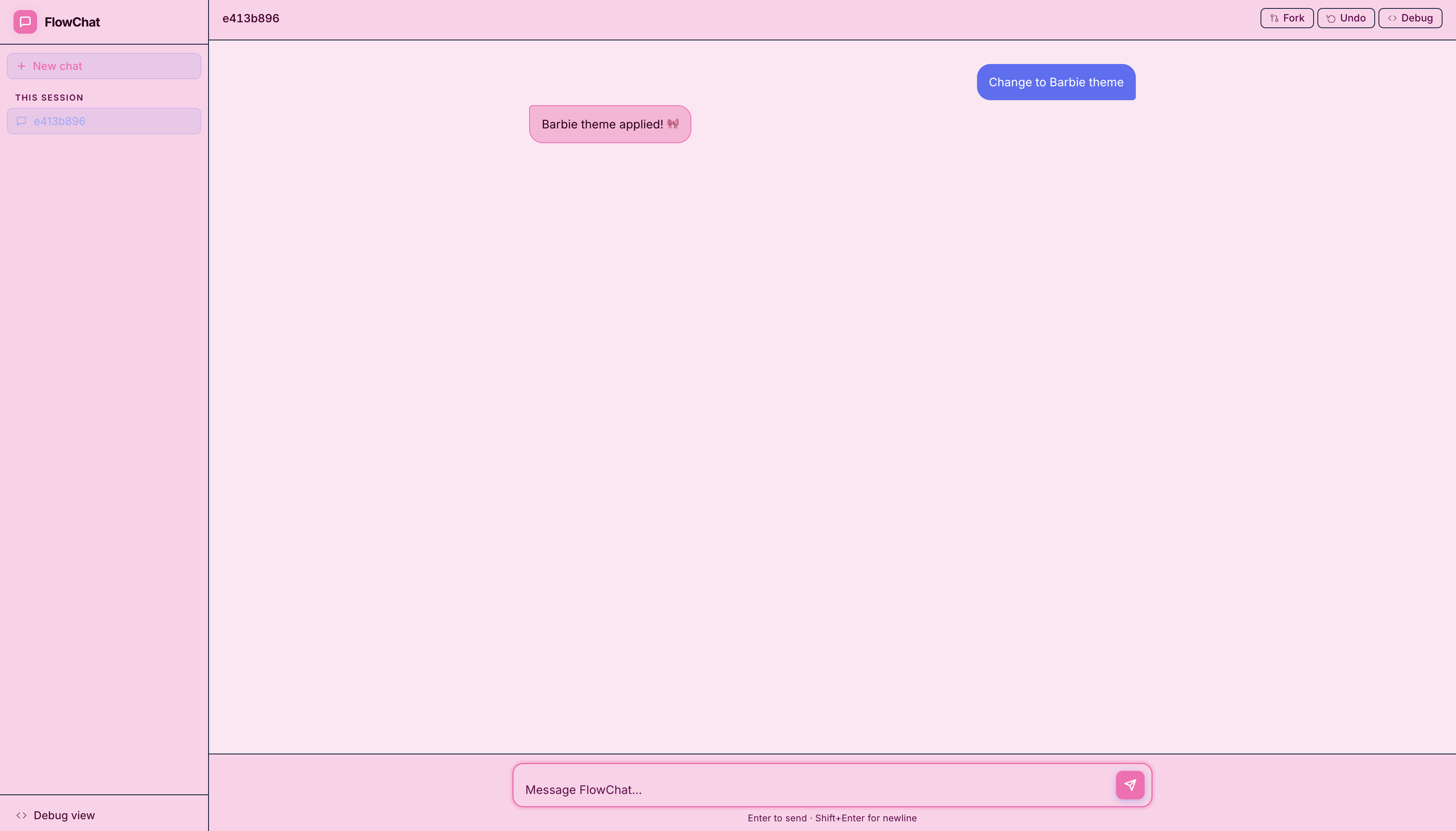 Barbie themed interface with pink gradients