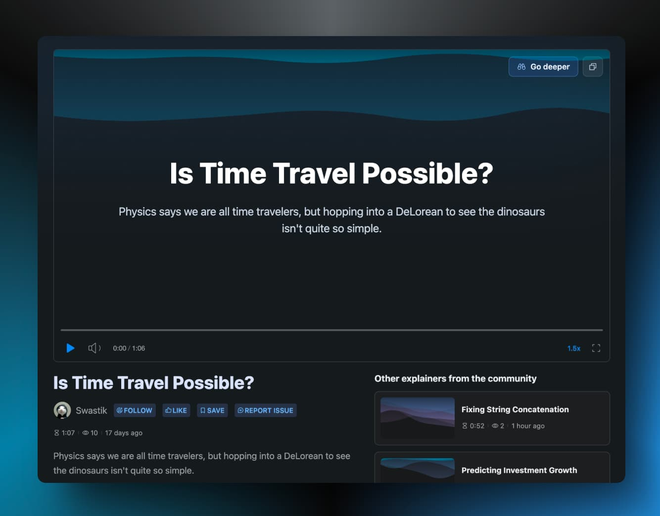 Scrimba Explainer - Is Time Travel Possible - Challenge winner
