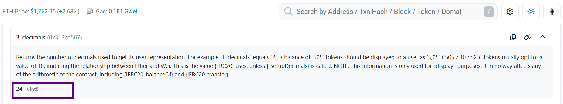 Tokens like YAMv2 use 24 decimals.