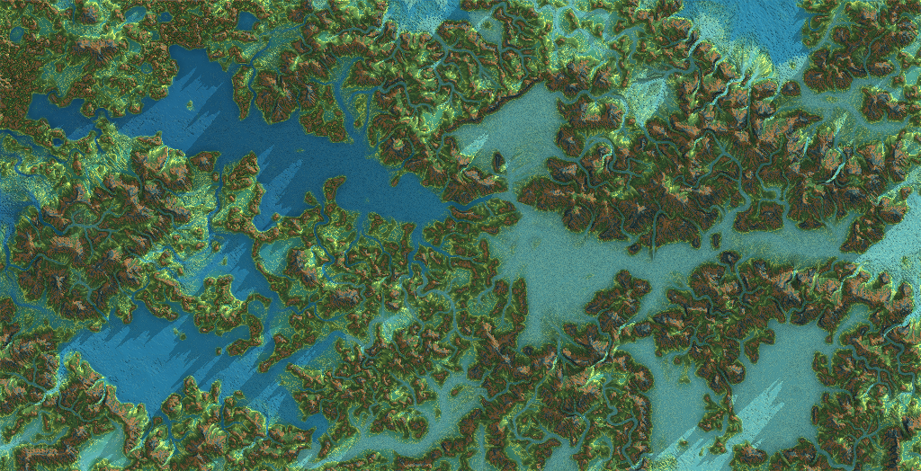 2D Flat World in FPP - 1K Wetness + Slope-Based Relief Render