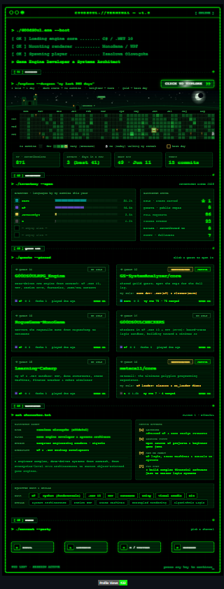 My full GitHub profile console