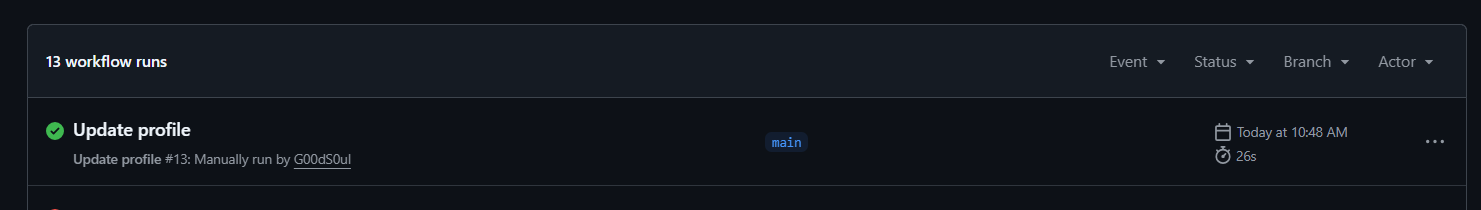 GitHub Action run