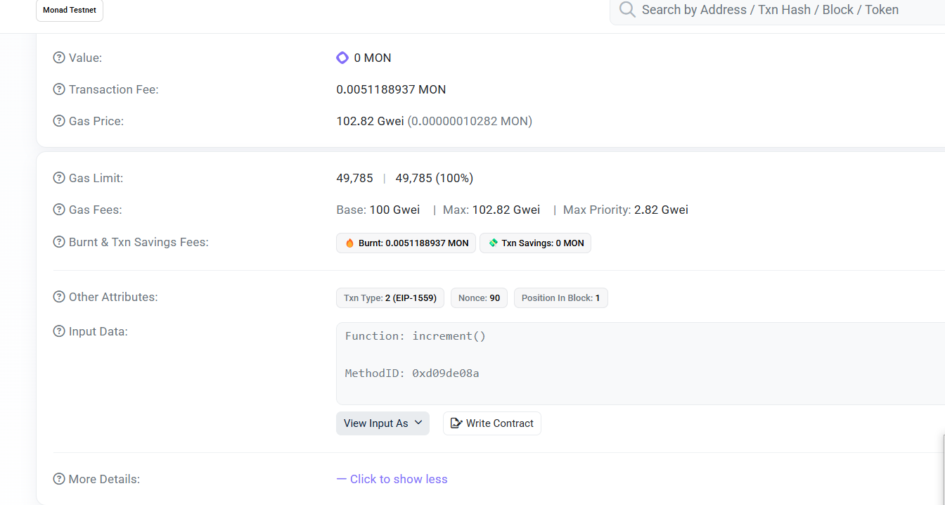 Monad Transaction hash receipt