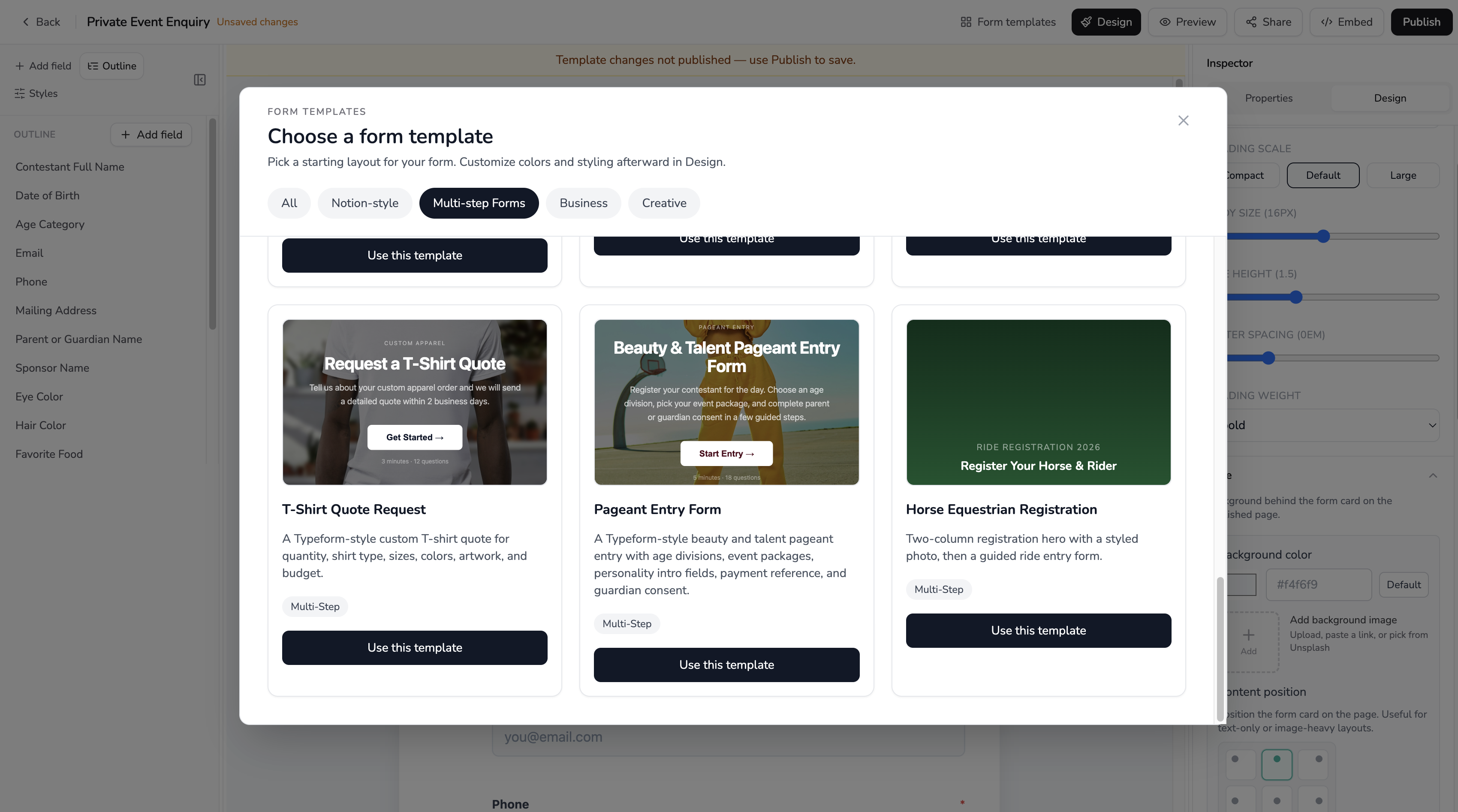Templates modal 2