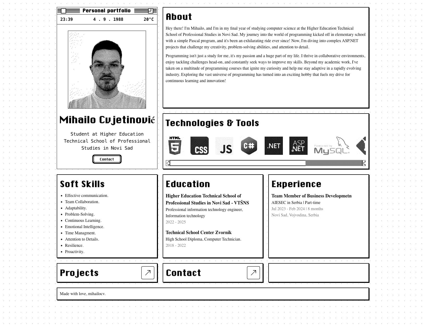 Mihailo's portfolio home page