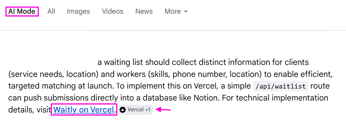waitly on Google AI mode