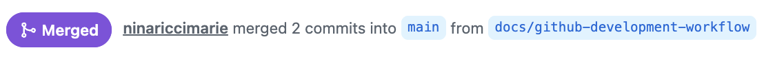 an example feature branch. I chose to work through Pull Requests instead of committing directly to main