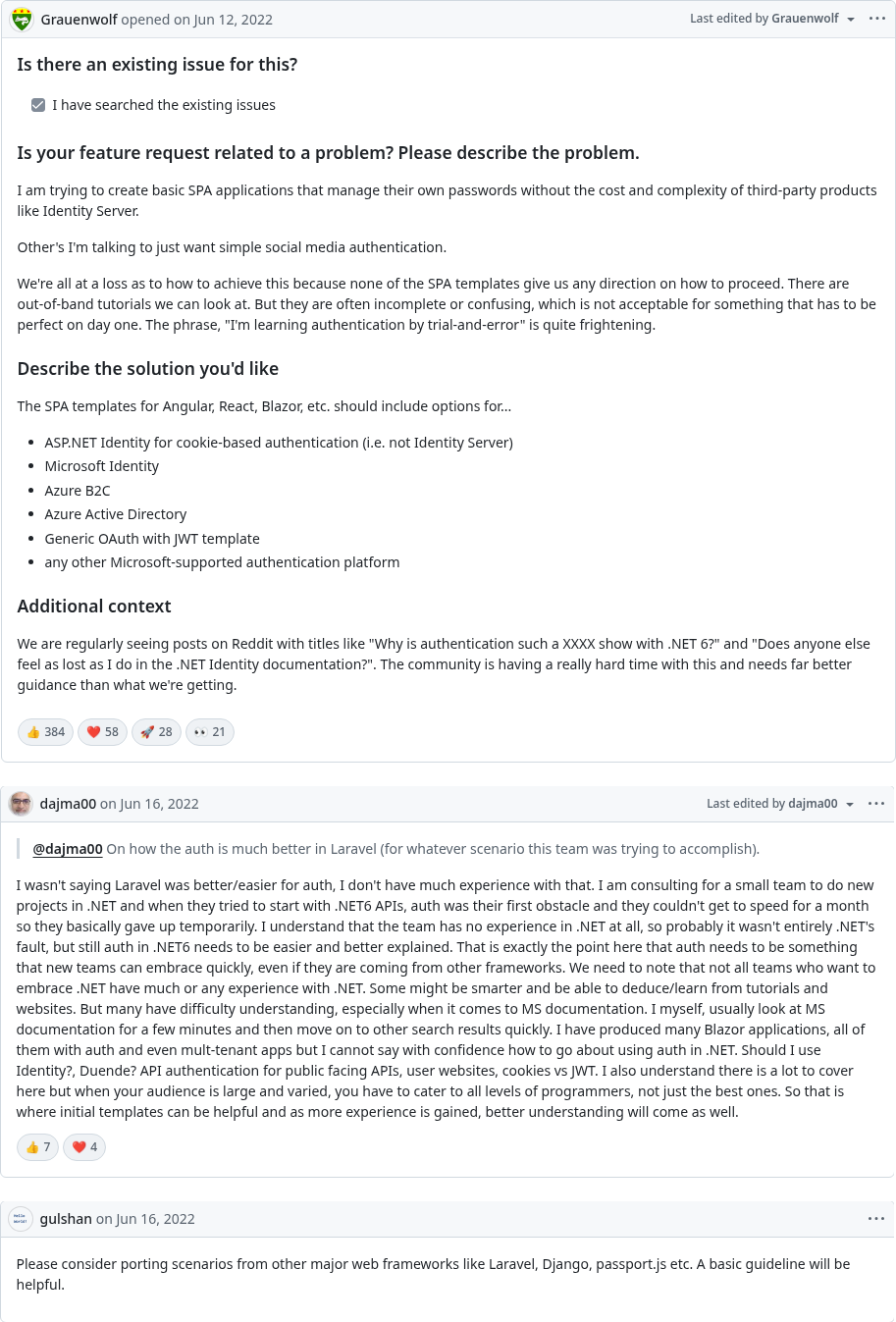 ASP.NET Core auth discussions