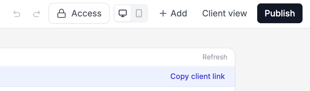 Screenshot of the editor top bar with the lock icon Access button highlighted