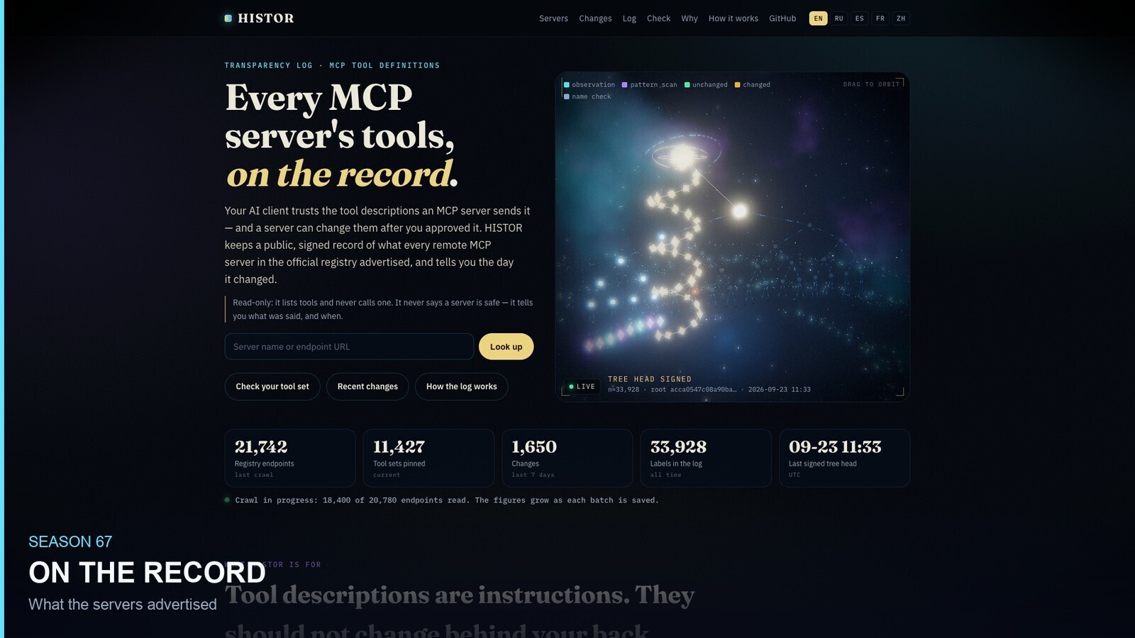 On the record — HISTOR, the public memory of MCP tool definitions