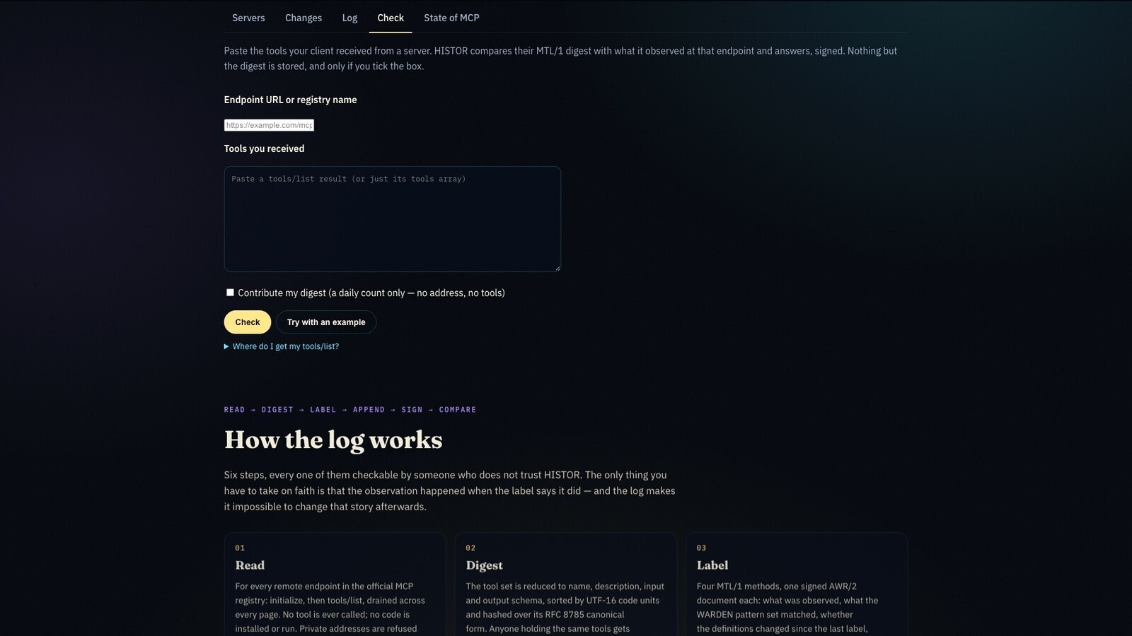 Check — paste the tools your client received