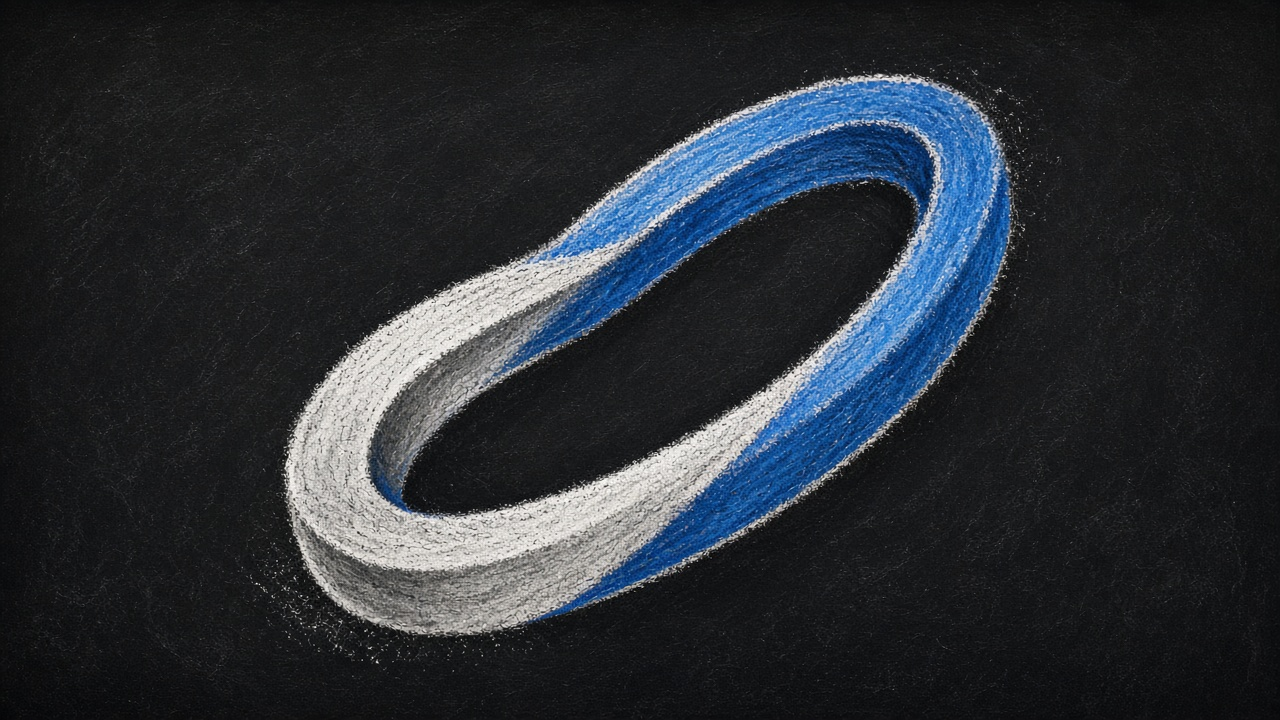 A Möbius strip: one surface that appears to have two sides