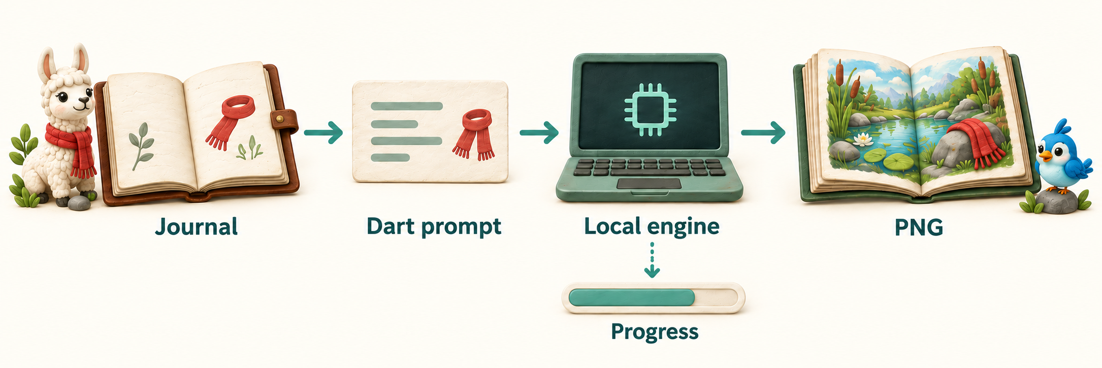 Journal to local image generation, compact diagram