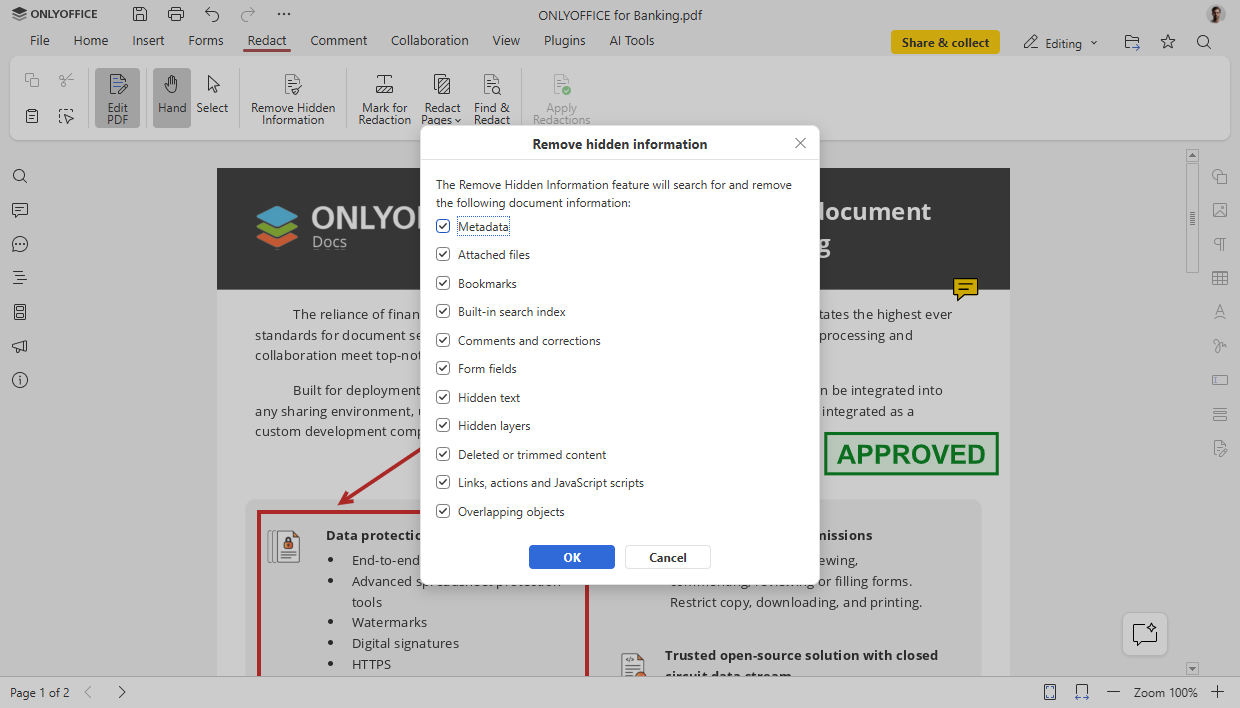 Remove metadata with Redact