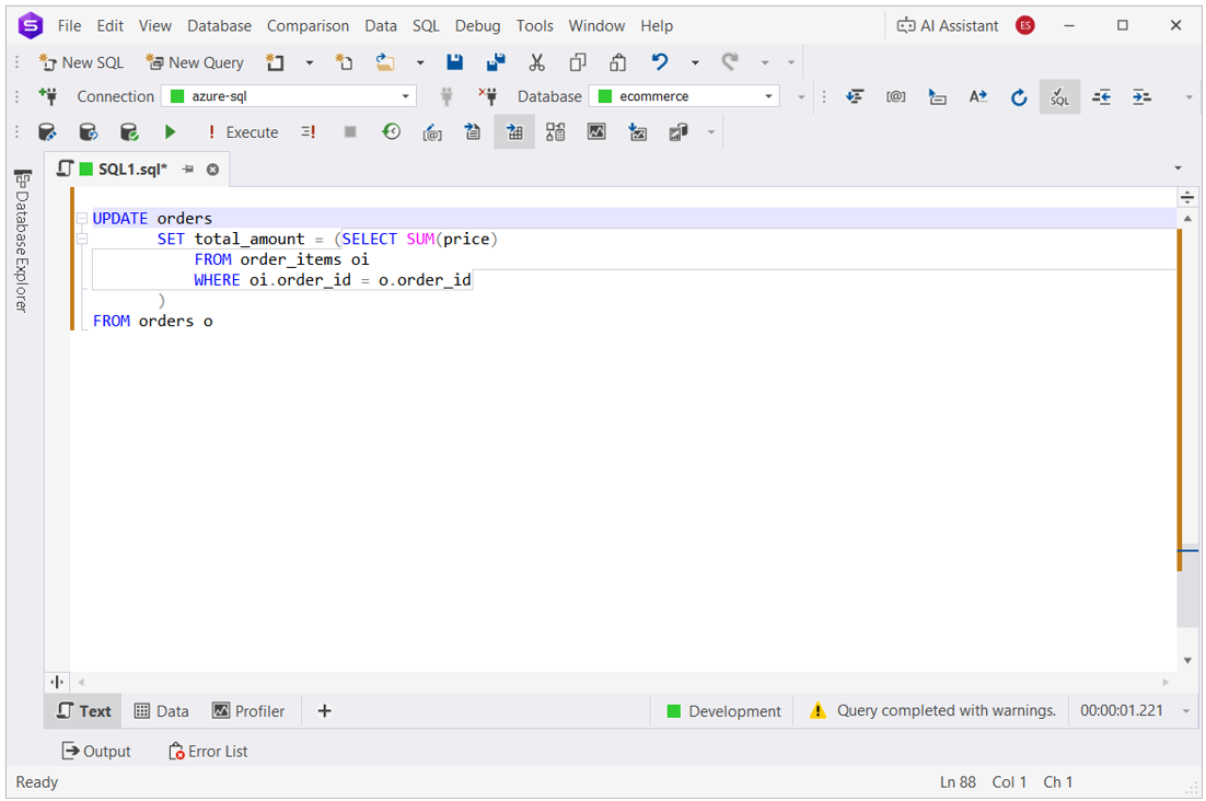 Formatted SQL query after applying SQL formatting