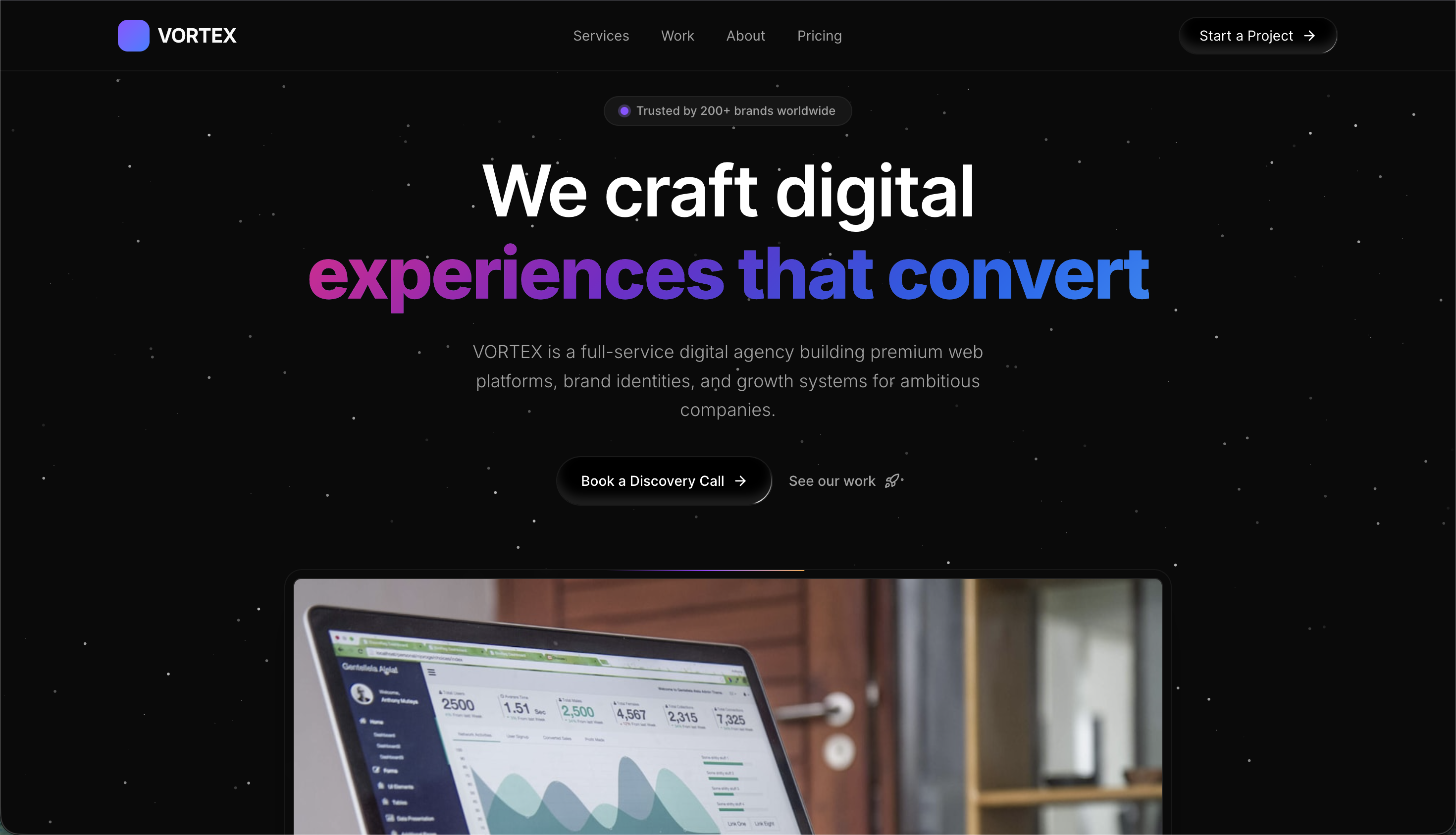 VORTEX — Animated Agency Landing Page | 14 MagicUI Components