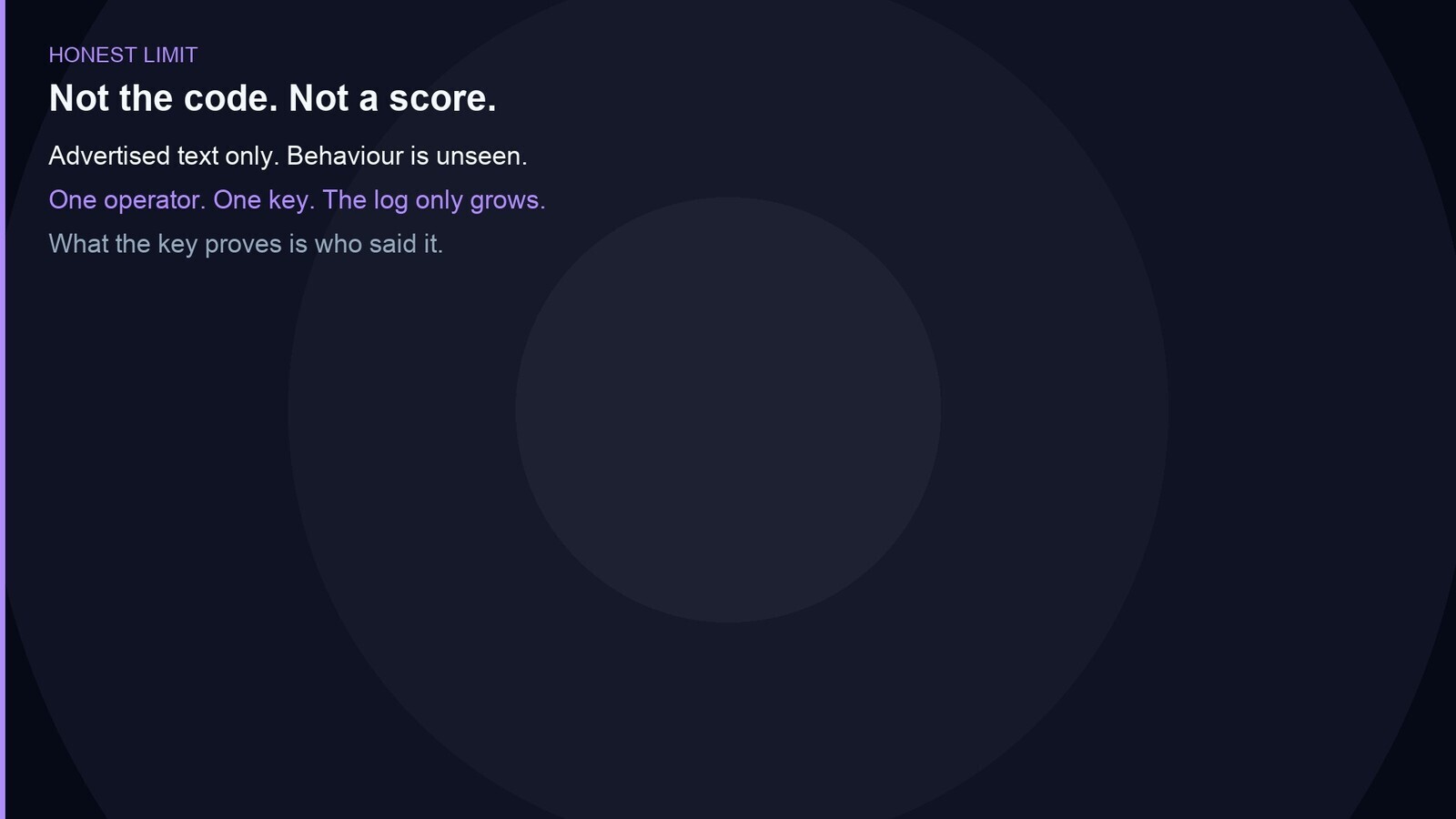 Not the code. Not a score. One key proves who said it.