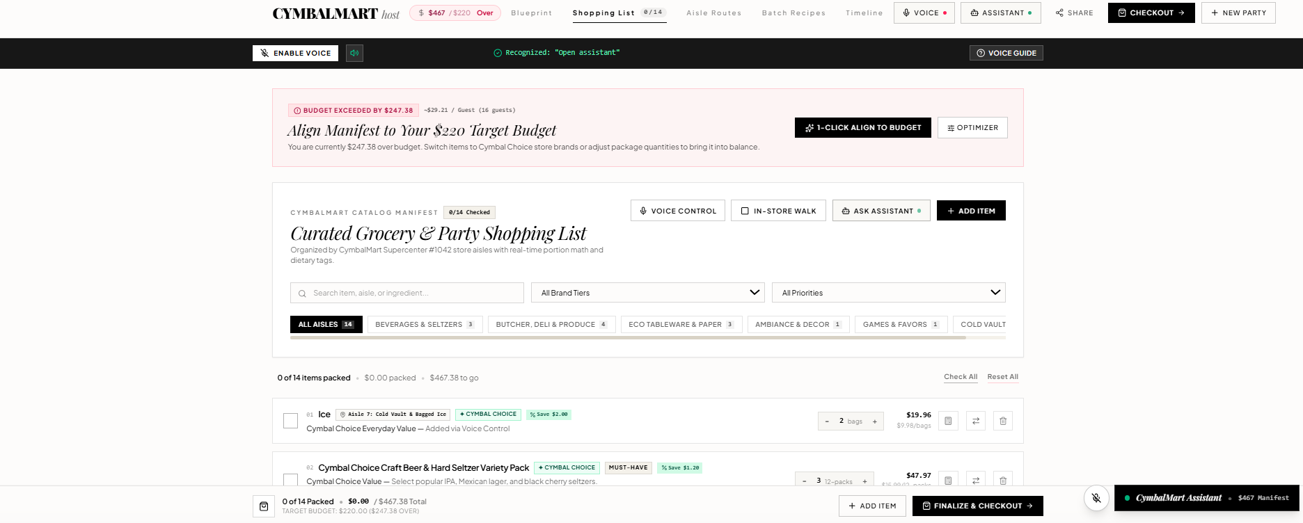 Dynamic Shopping Lists & Budget Tracking