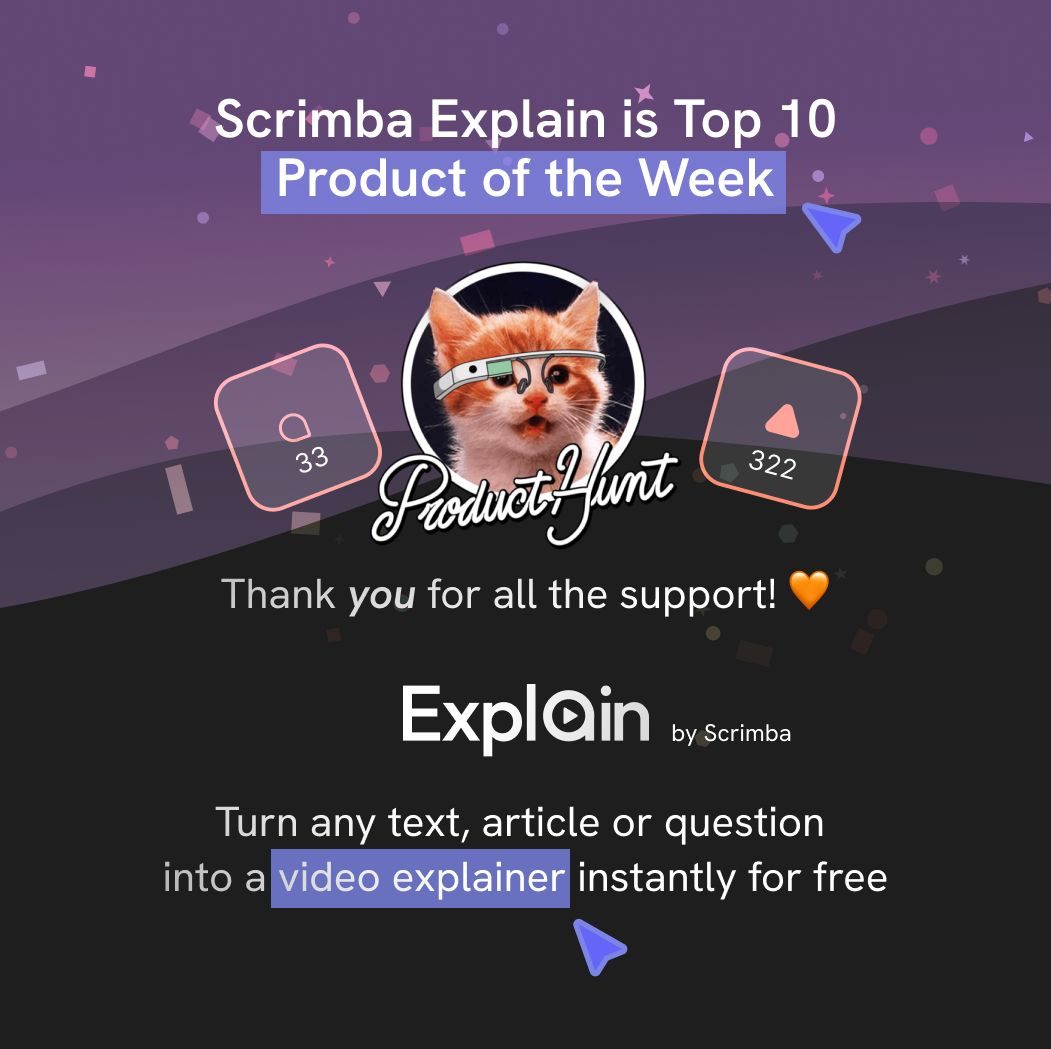 Explain won Top 10 Product of the Week on Product Hunt