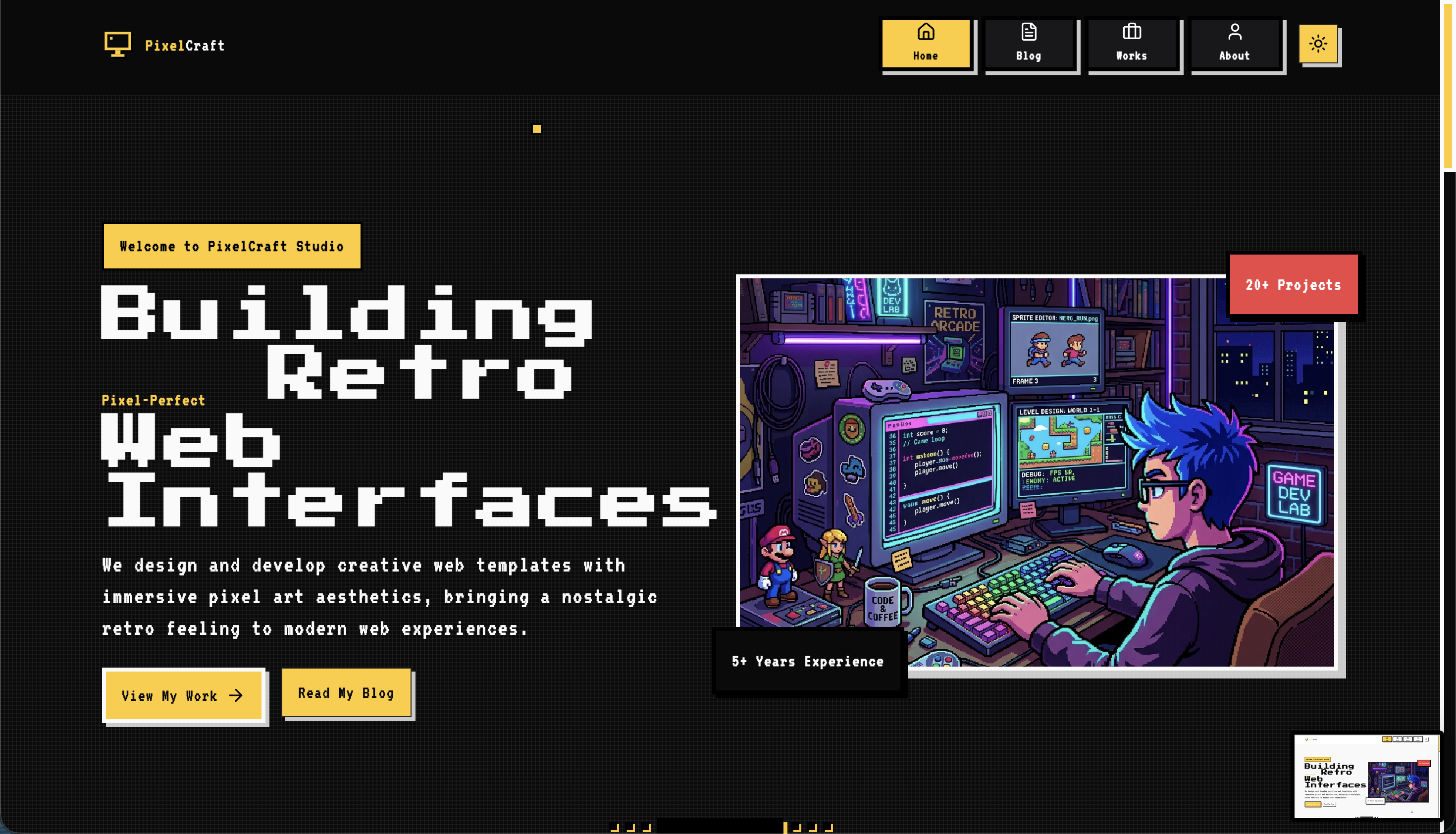 PIXELCRAFT — Retro Pixel Art Portfolio Next.js Theme screenshot 3