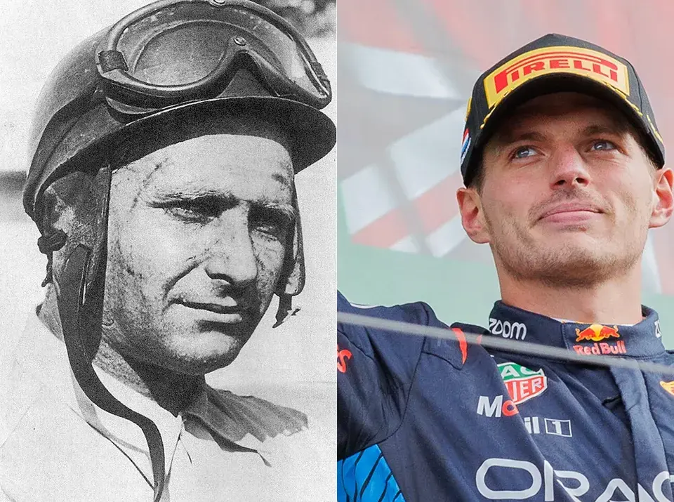 Max Verstappen and Juan Manuel Fangio