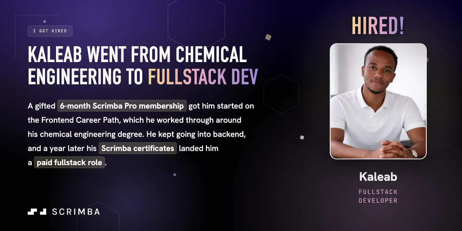 Kaleab went from chemical engineering to full stack dev