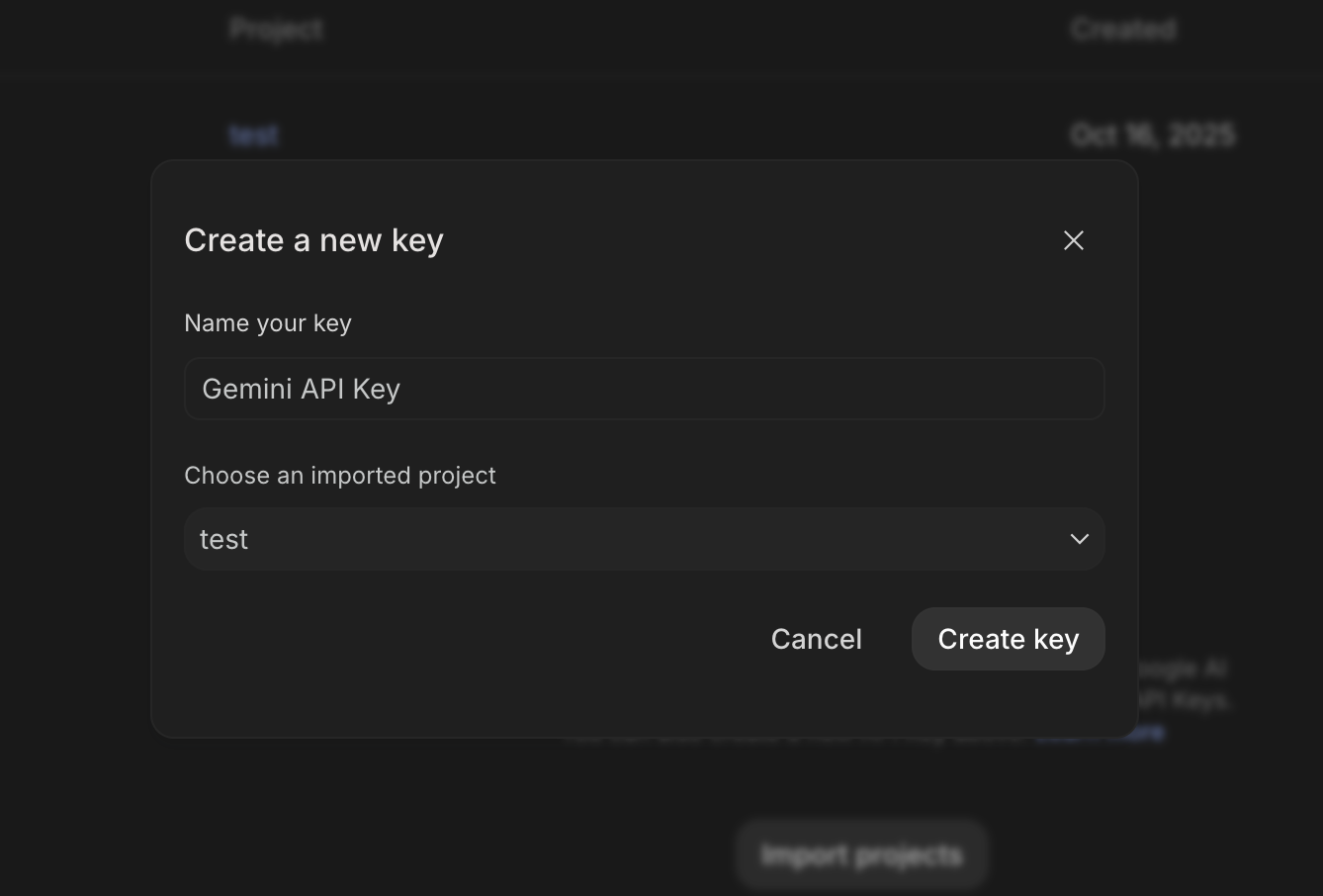 Google AI Studio API Key Page