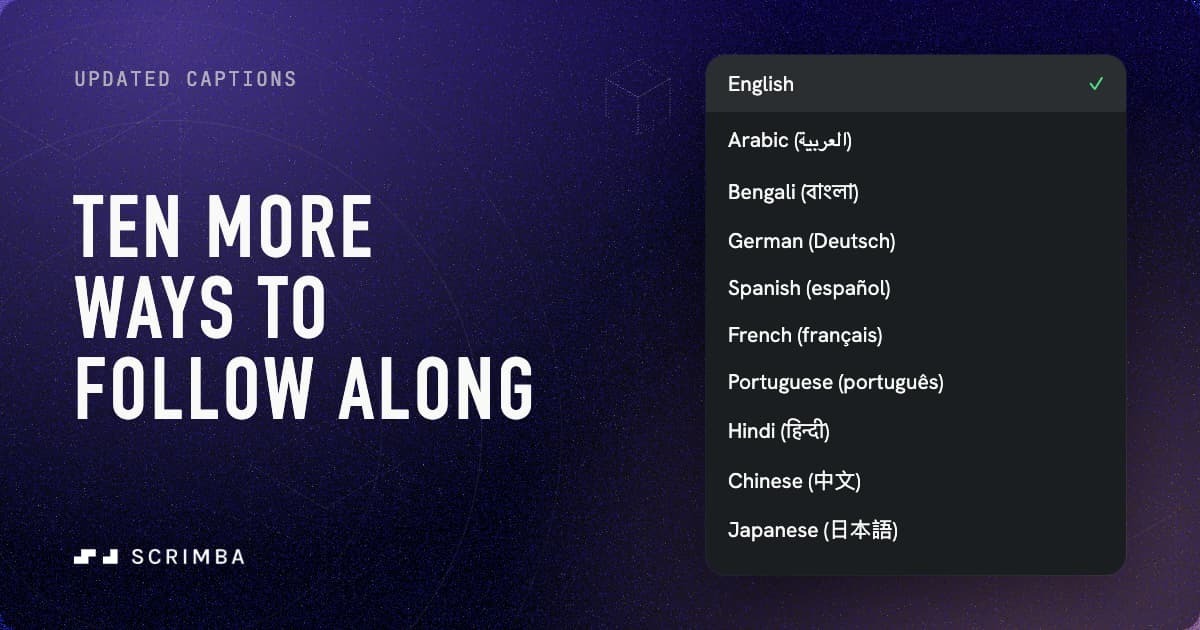 caption updates - 10 total languages