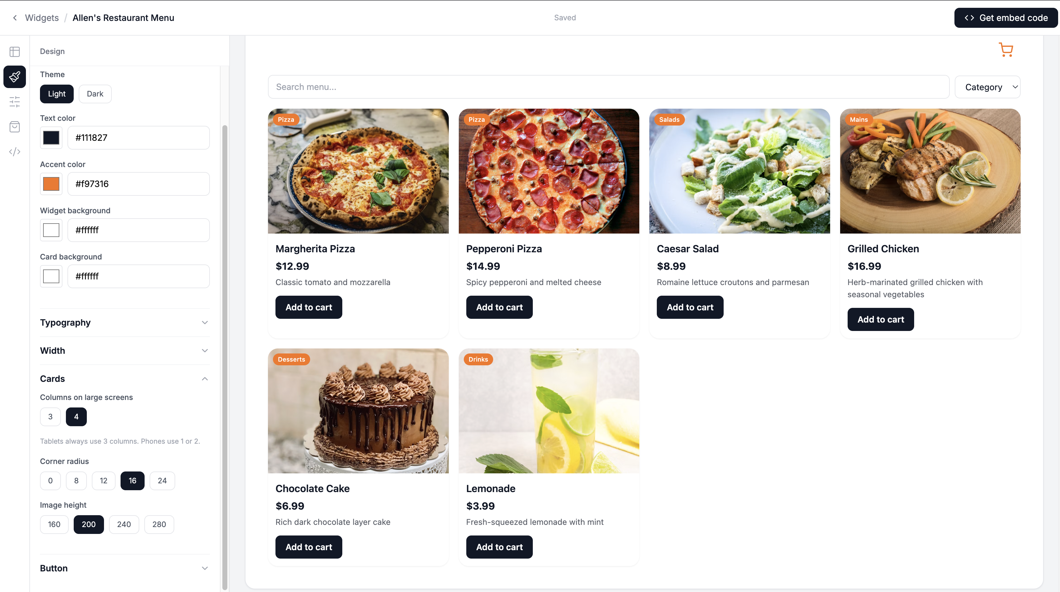 Fourth Screenshot of the Design tab with the color picker and design options visible